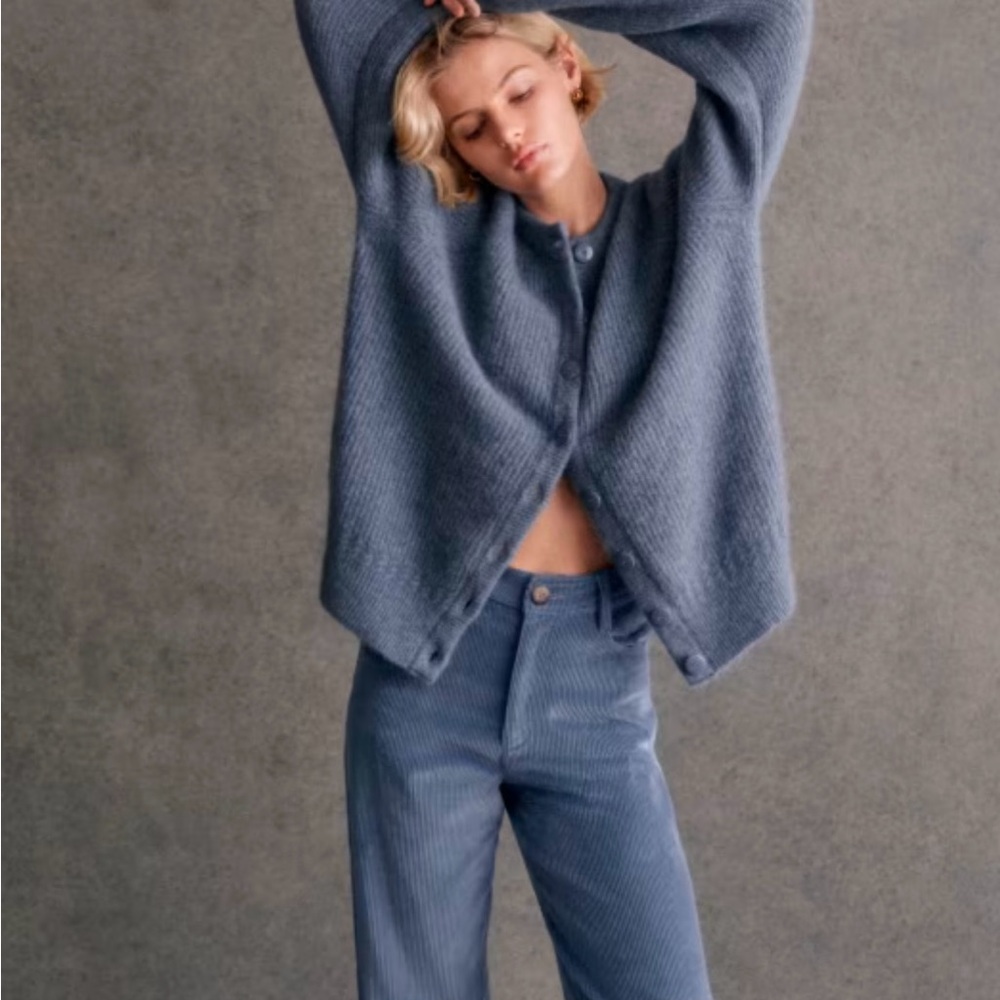 Sezane othello ice blue cardigan xxs